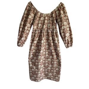 Faherty XS 100% Cotton Freya Scoop‎ Neck Balloon Sleeve Dress Clay Jia Floral